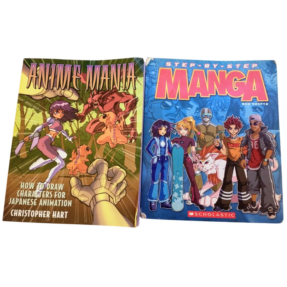Step by Step Manga and Anime Mania Retro How To Draw Anime Guide Books Set of 2